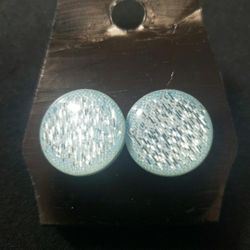 Retro Blue Circle Resin Earrings