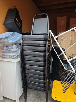 : Set of 12 Cushioned Folding Chairs - Black