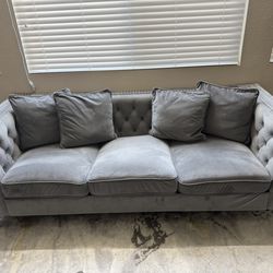 Grey Velvet Couch Set