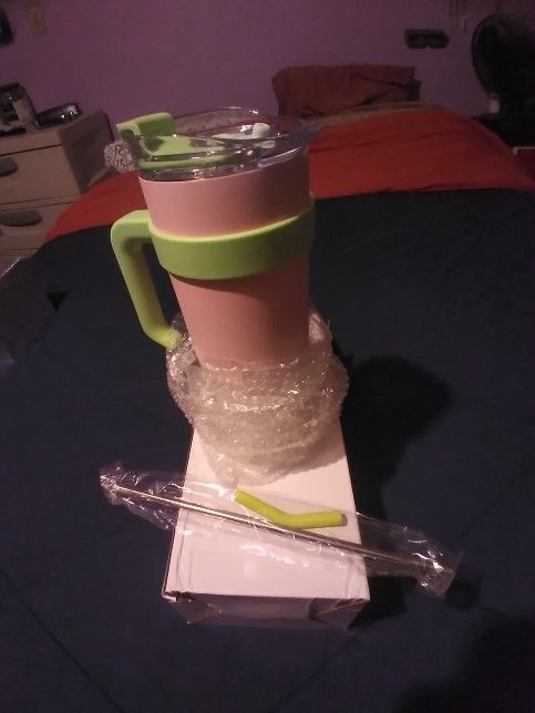 Vaso Grande Rosado Y Verde