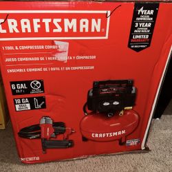 New Craftsman 6-Gallon Portable Electric 150 PSI Pancake Air Compressor Combo Kit Hose with Brad Nailer 
