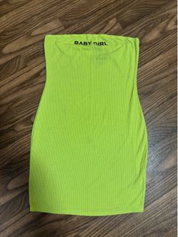 SHEIN * High Lighter Green Tube Top Mini Dress * Size Medium.
