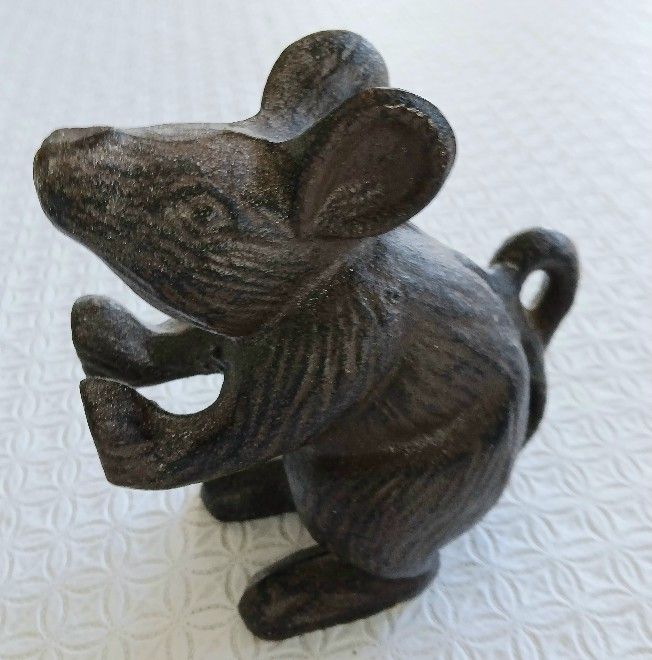 Cast Iron Mouse / Rat Door Stop Bookend Paperweight