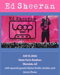 Ed Sheeran LOOP Tour 4 tickets - Lower Level