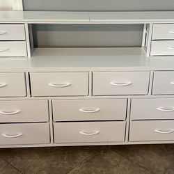 (NEW) 55” Wide 14 Drawer Fabric Dresser
