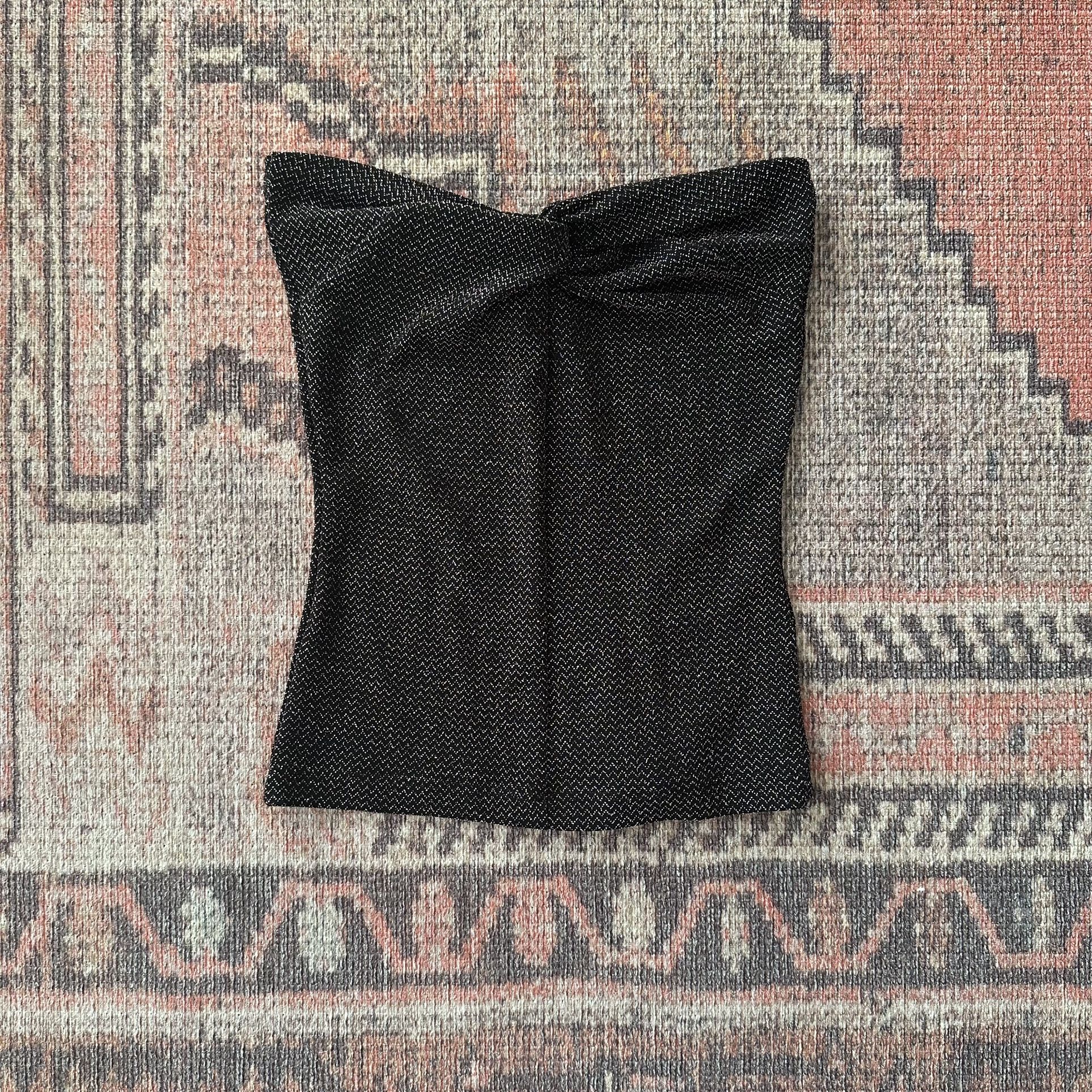 Divided by H&M Black & Gold Shiny/Glittery Twist Knot Tube Top