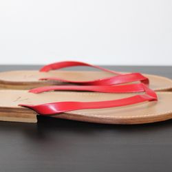 Isaia Capri Thong Sandals Red Leather Men’s EU 42 Insole 28cm / US 10 New