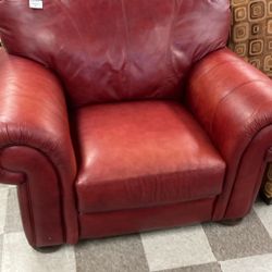 Red Leather Oversized Chair