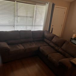 Brown Suede Sectional Couch