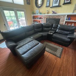 Large Black Leather sectional sofa