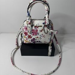 STEVE MADDEN Mini Satchel Handbag (White Floral & Gold) 💐