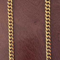 18kt. Gold Plated Cuban Link Chain 24” Inches With Matching  Bracelet 8” Inches.