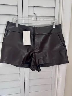 Zara brown vegan leather shorts size L