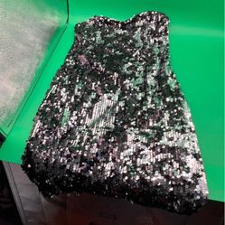 Aubrey 3 + 1 Sequin Mini Slip Dress Silver Metallic 