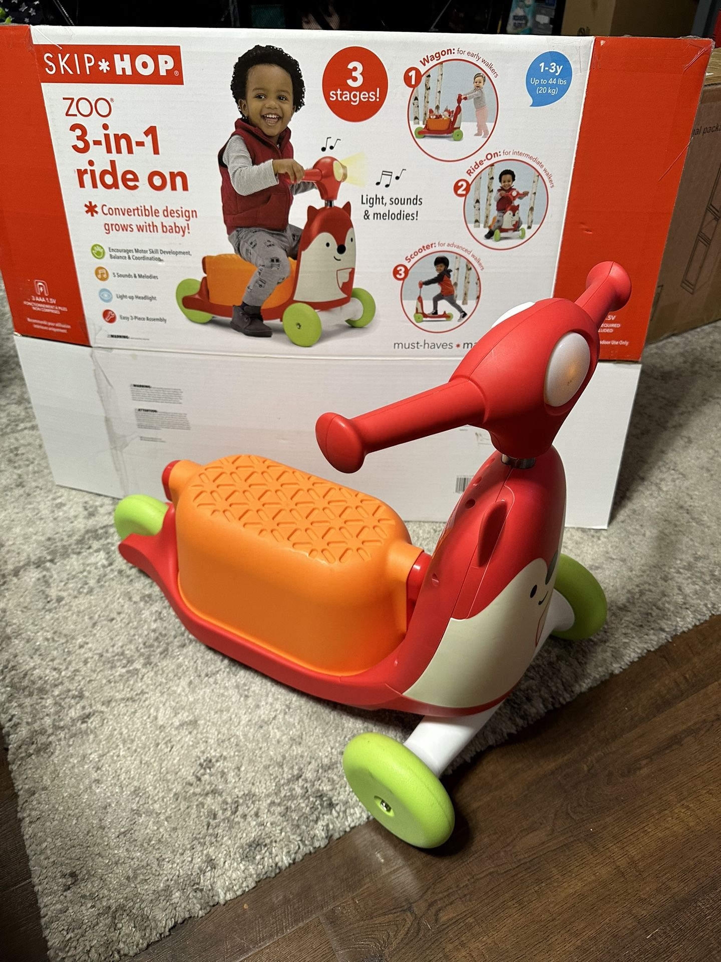 Skip Hop Zoo 3 In 1 Ride On Toy Fox