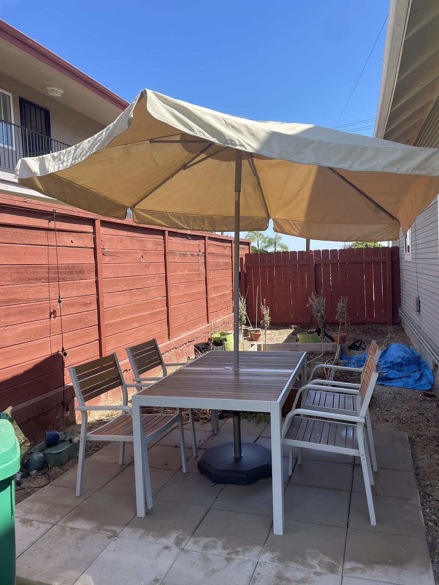 ikea patio furniture with umbrella Kingdom HDPE 7-Piece Outdoor Dining Set Armchairs, White and an elegant centre NÄMMARÖ series - IKEA