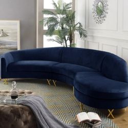 Serpentine Velvet Navy 3pc. Sectional

