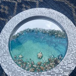 Round Mirror Light Weight 8 Inches Resin Pour 