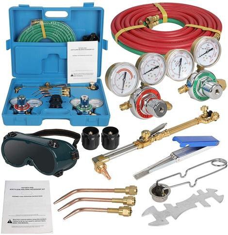 ZENSTYLE Oxygen & Acetylene Gas Cutting Torch and Welding Kit Portable Oxy Brazing Welder Tool
