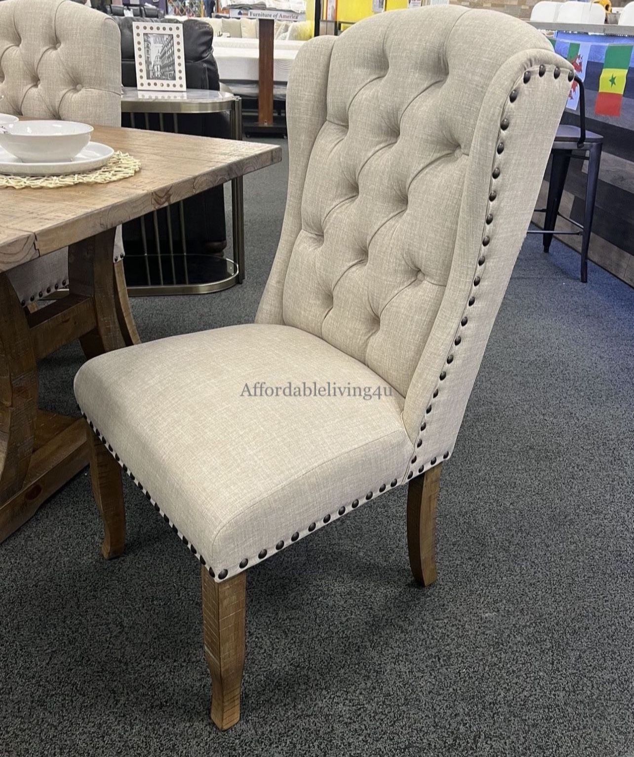 Beige Wingback Dining Chairs Set Of 2 Brand New In Box 