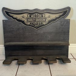 HARLEY DAVIDSON Display Shelf. Approx. 27” Wide x 21” High. Pre Owned w/ Patina.