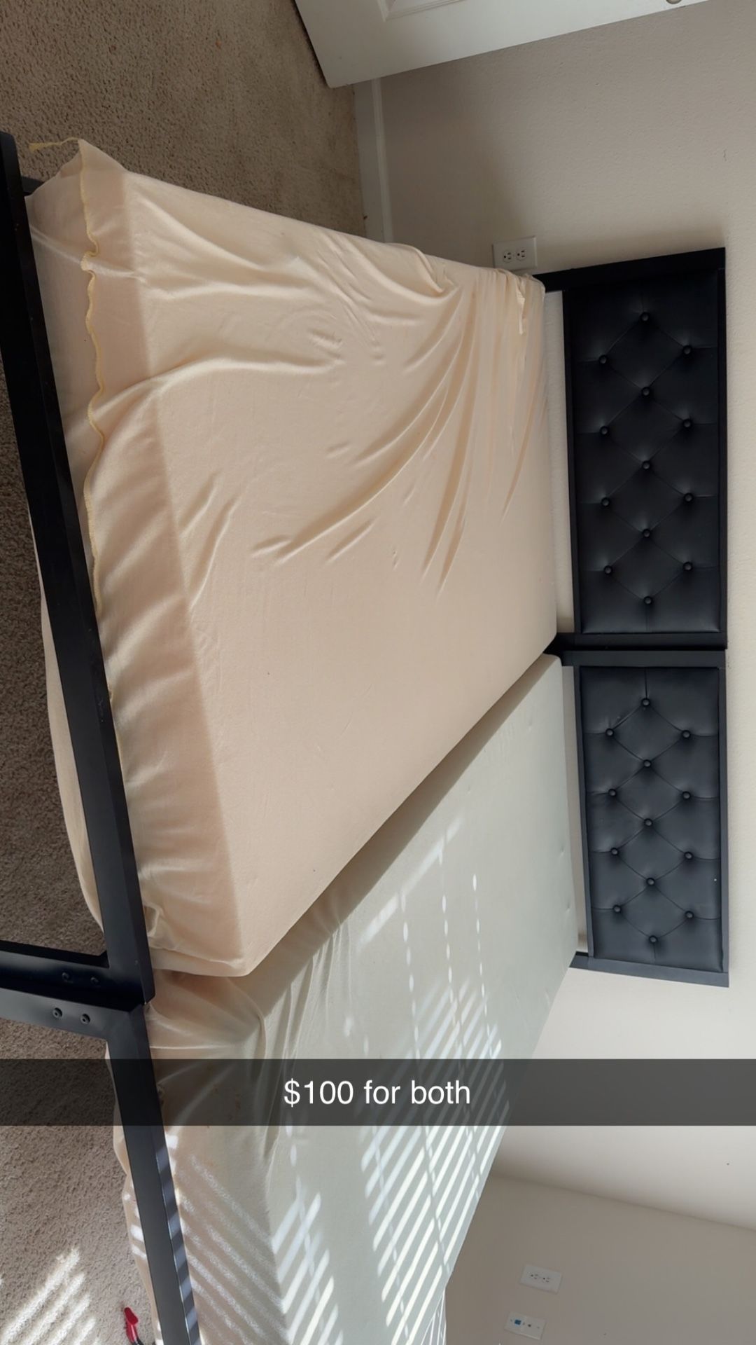 2 Black Twin Beds (metal) 