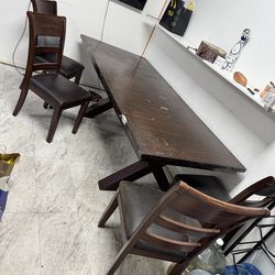 Dining Table with 4 Chairs Adjustable Dinner Table Expandable