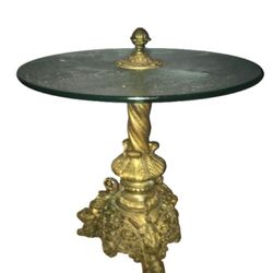 Vintage Ornate Gold Base Glass Table