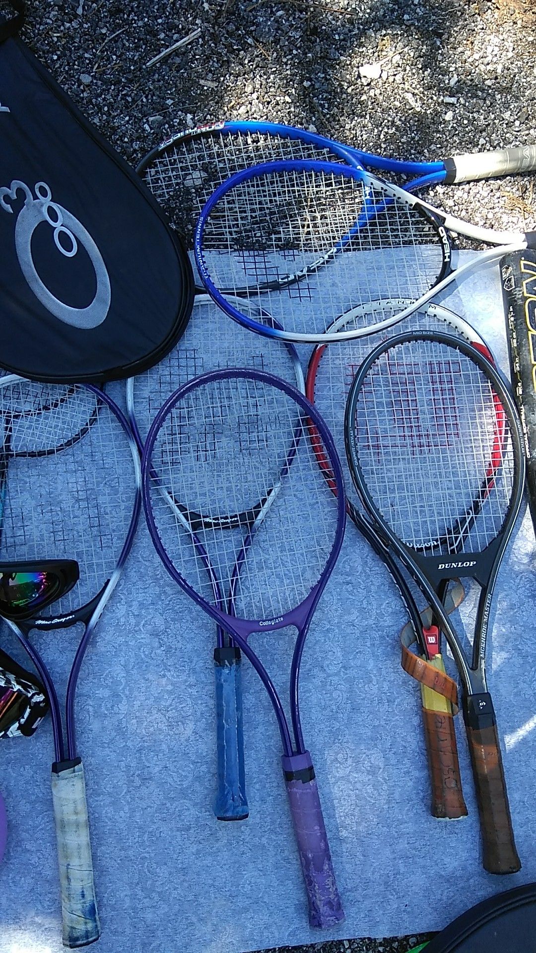 Tennis rackets dunlof, head, Mac gregor, collegiate etc