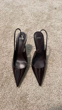Mango MNG Patent Slingback Pointed-Toe Heels
