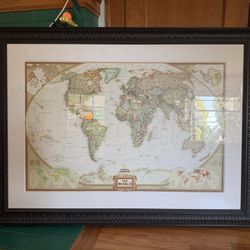 National Geographic World Map Professionally Framed