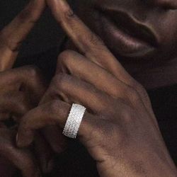 10MM Fully Iced-Out Ring – Dope Unisex Zircon Diamond Cuban Link Bling, Gold & Silver Options!