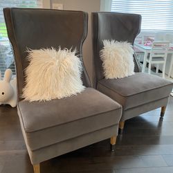 Handsome Pair Of Wingback Accent Chairs SET