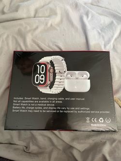 A watch and earbuds