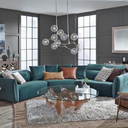 Recliner Sectional in Teal Grey