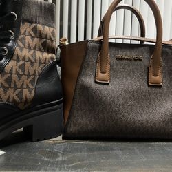 MK Combat Boots / MK Brown Crossbody Bag