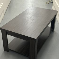 Modern Dark Espresso Coffee Table with Storage Shelf