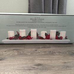 Restoration Hardware Set Of 6 Ivory String Flameless Pillar Lights With Dimmer Switch Works Well