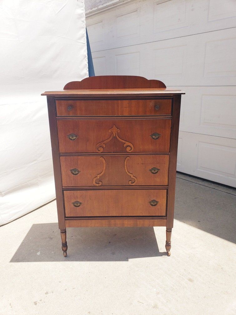 Antique Wood Dresser On Wheels