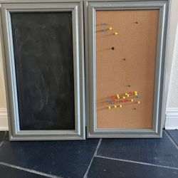 Gray Chalkboard And Pinboard 