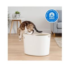 NEW!! IRIS USA Round Top Entry Cat Litter Box & Scoop