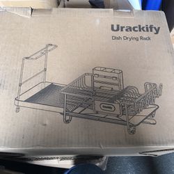 Expandable Dish Drying Rack for Kitchen Counter, Adjustable Dish Rack with Wine Glass and Cutlery Holder, Anti-Rust Dish Drainer