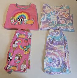 Lot of 2 Girls size 12 "TCP/PJ Place" 2-Piece Snug Fit Summer Pajama Sets 