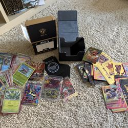 Large Pokémon Card Lot + ZLCA TCG Deck Box – Originals holo+ AliExpress Metal Cards – Sold Together