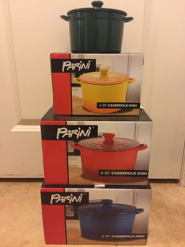 Set of 4 Parini Ceramic Stoneware Casserole Dish with Lid Brand New for ...