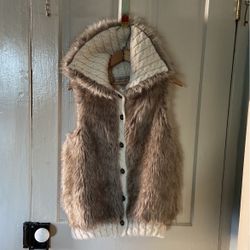 Faux Fur (coyote) Knit Sweater Vest