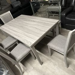 $50 Down-finance-ask Price -gray Table Chair Bench Set 
