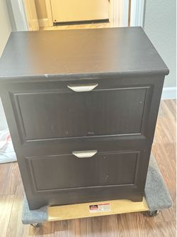 Dark Wood 2-Drawer Filing Cabinet