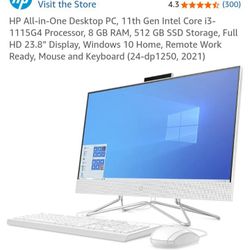 Like New Condition 24" Touchscreen All In One  I Upgraded Ram To 16GB Works Perfect White Keyboard & Mouse Included Windows 11
