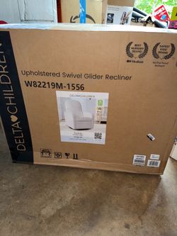 Delta Children Teddy Upholstered Swivel Glider Recliner Chair – Ivory – Brand New - Retail $300